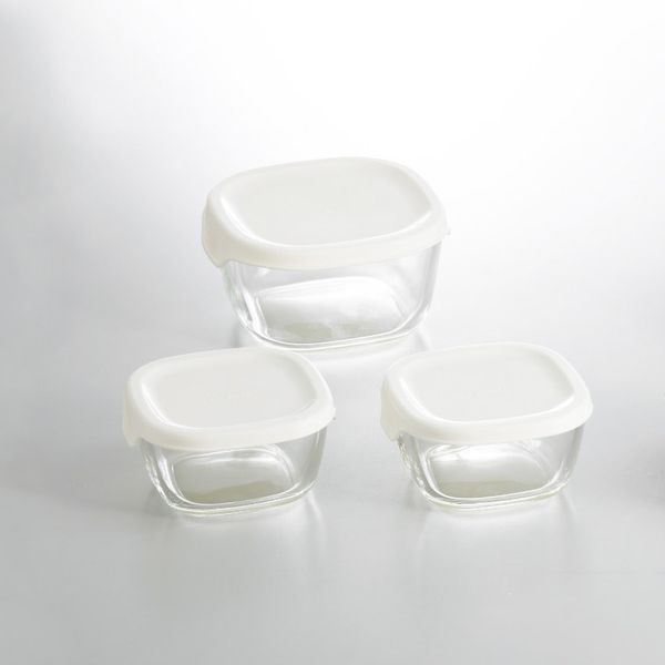 ハリオ 耐熱ガラス製保存容器3点セット ホワイト【S】7762-051 