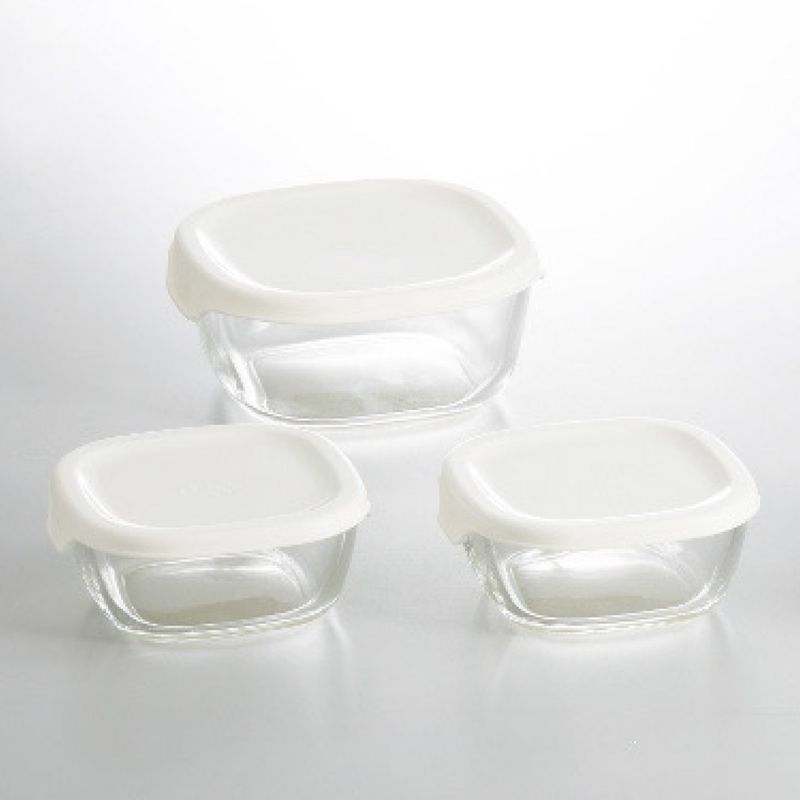 ハリオ 耐熱ガラス製保存容器3個セット ホワイト【S】7104-079 